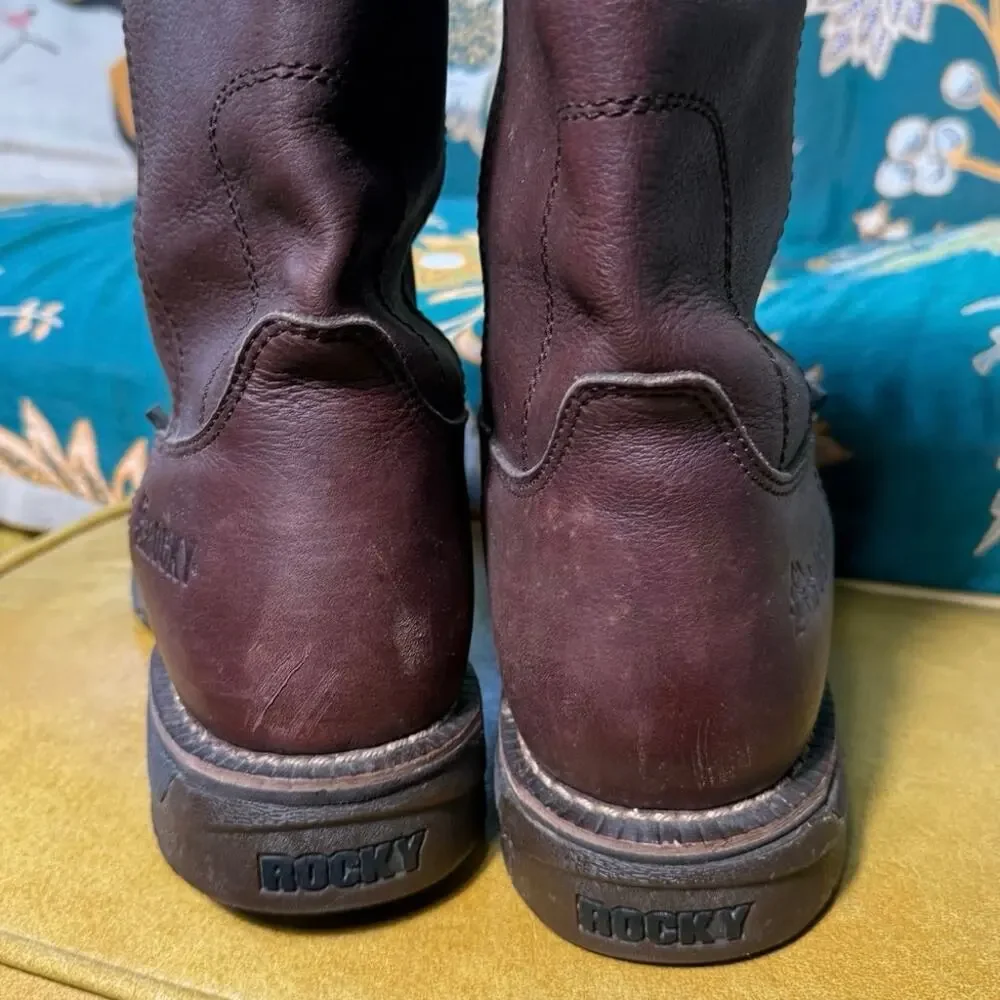Rocky Original Ride Roper Western Boot Men’s Leather 13M Round Toe Steel Shank